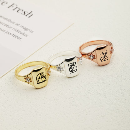 Name Design Square Ring