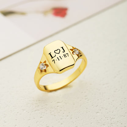 Couple Name Anniversary Custom Ring