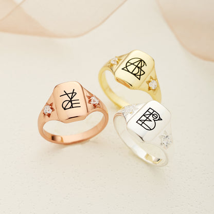 Name Design Square Ring