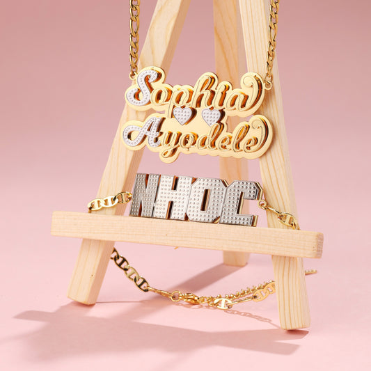 Custom Kids Name Bracelet and Necklace Jewelry Set