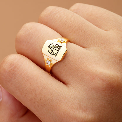 Name Design Square Ring