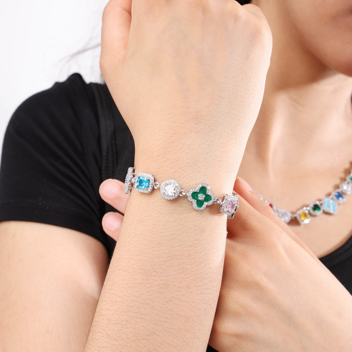Mosaic Garden Gemstone Set ( Necklace＆ Bracelet)