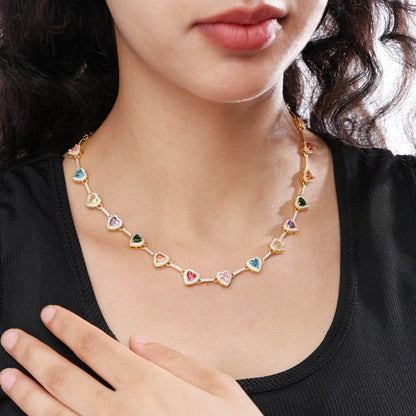 Heart Shaped Colorful Synthetic Decorated Bracelet