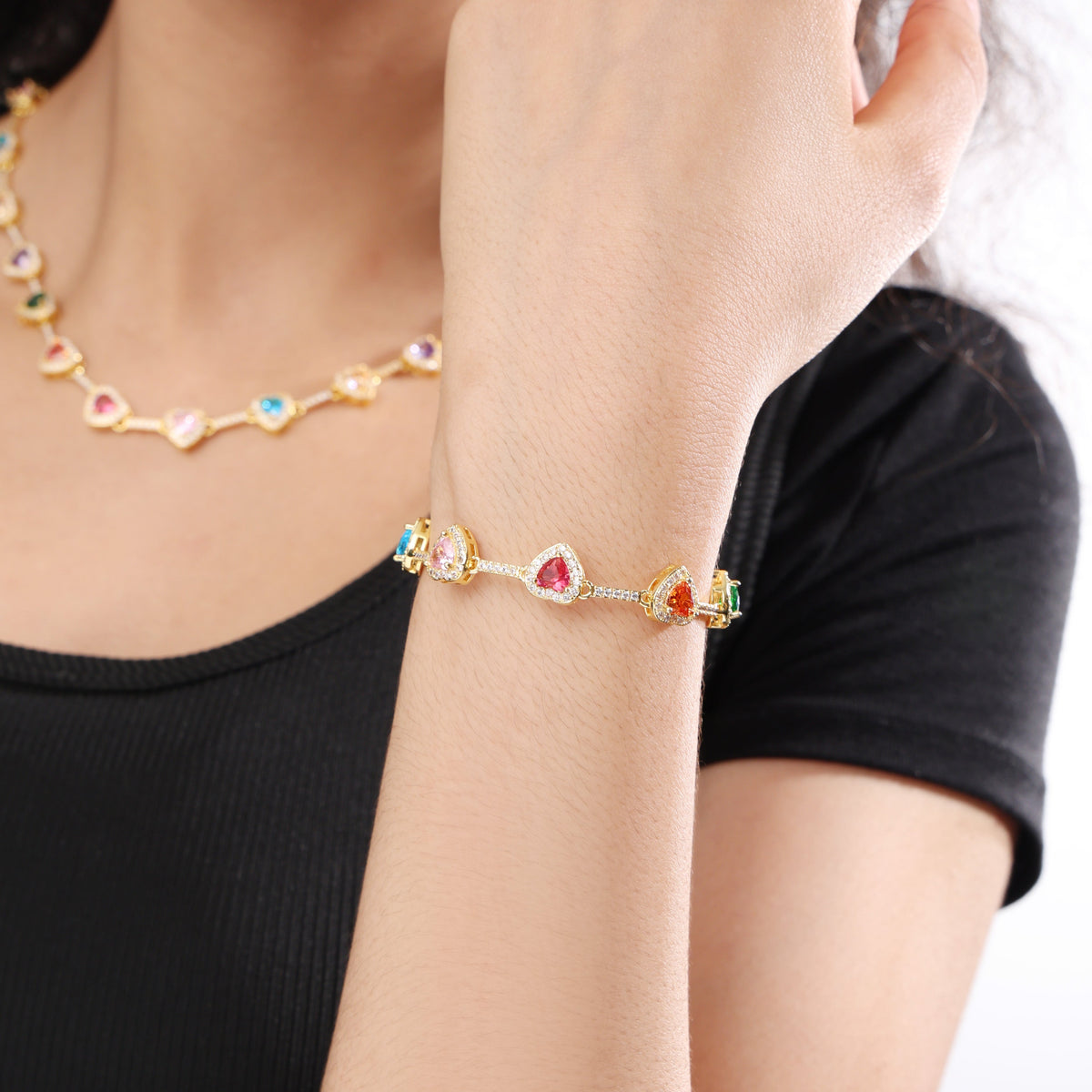 Heart Shaped Colorful Synthetic Decorated Anklet