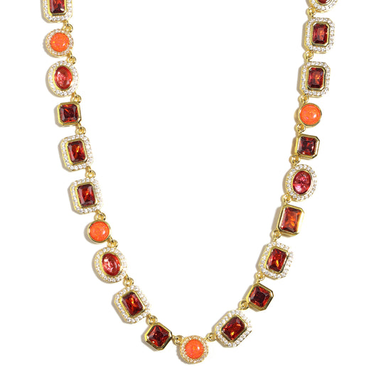 Sunrise Glow Red Gemstone Necklace