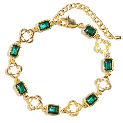 Green Gemstone Clover Necklace