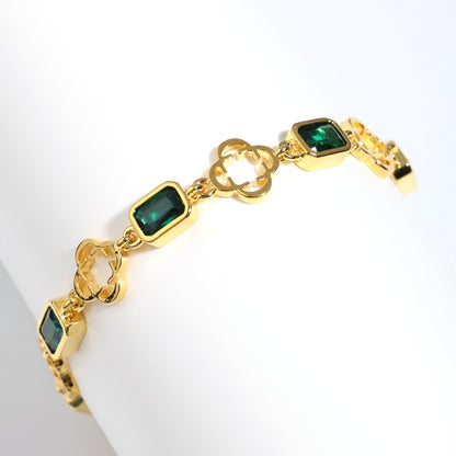 Green Gemstone Clover Necklace