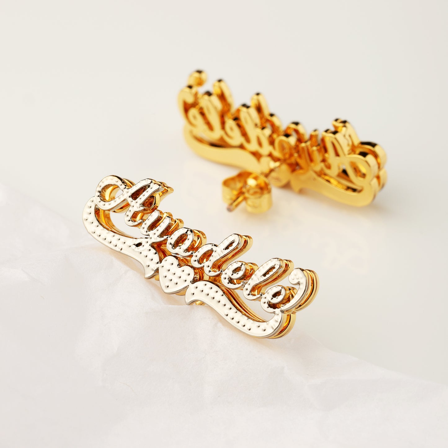 Double Plated Name Earrings