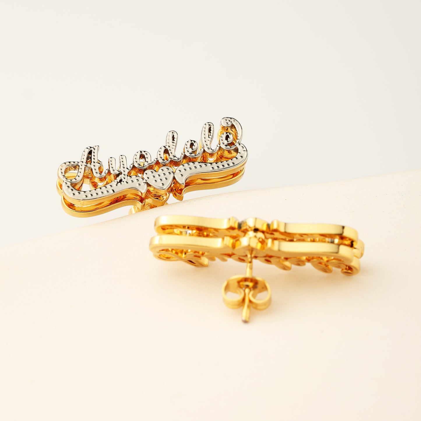 Double Plated Name Earrings