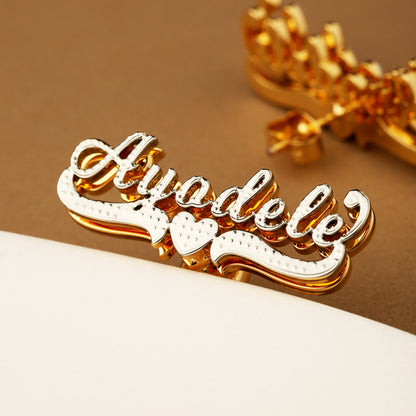 Double Plated Name Earrings