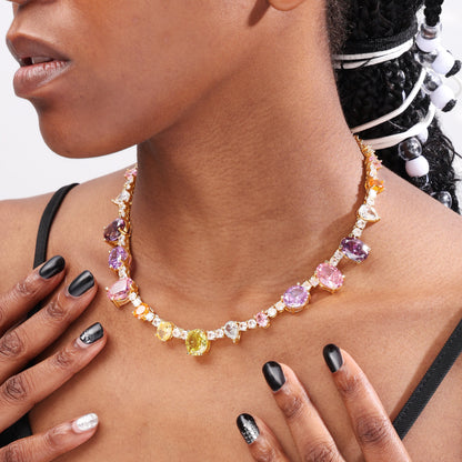 Colorful Dream Princess Gemstone Tennis Necklace