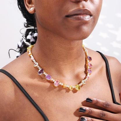 Colorful Dream Princess Gemstone Tennis Necklace