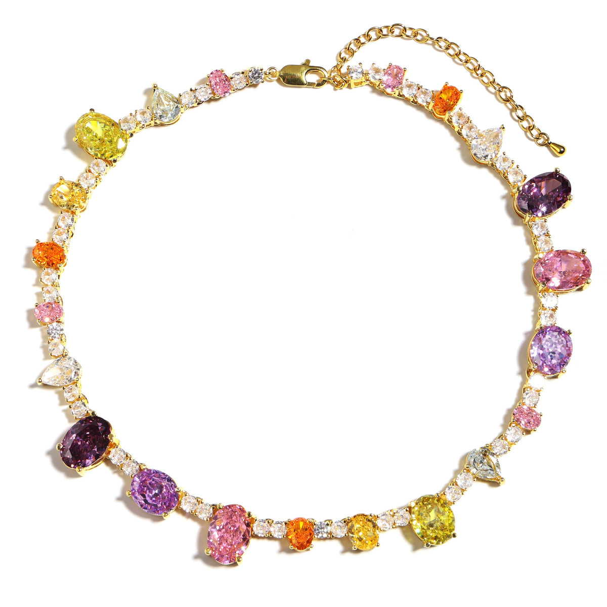 Colorful Dream Princess Gemstone Tennis Necklace