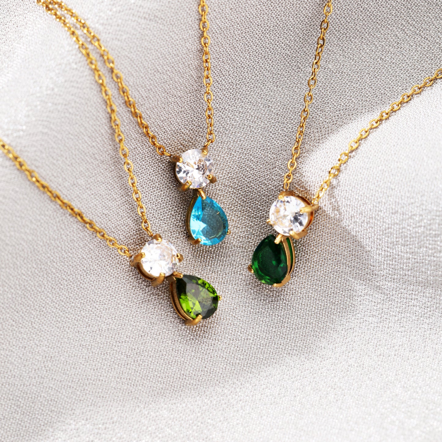 Two Birthstone pendant necklace