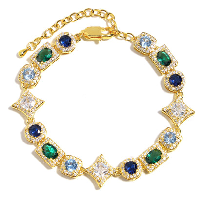 Geometric Colored Gemstone Bracelet