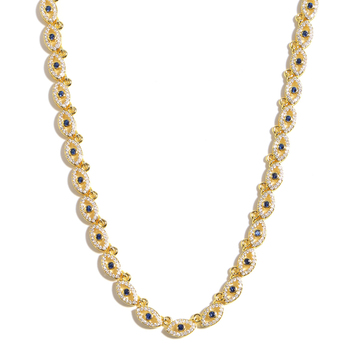 Gold Evil Eye Gemstone Necklace