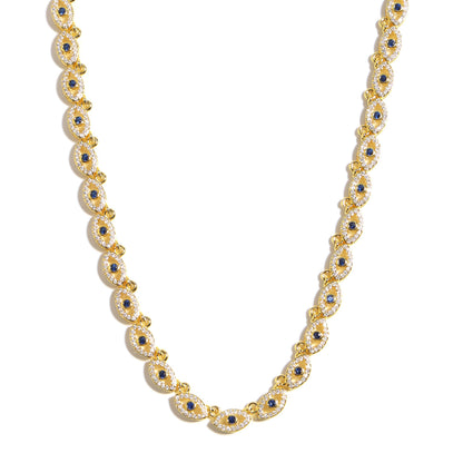 Gold Evil Eye Gemstone Necklace