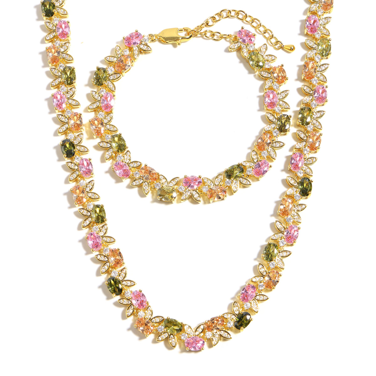 Whimsical Charm Bunny Tourmaline Necklace Set