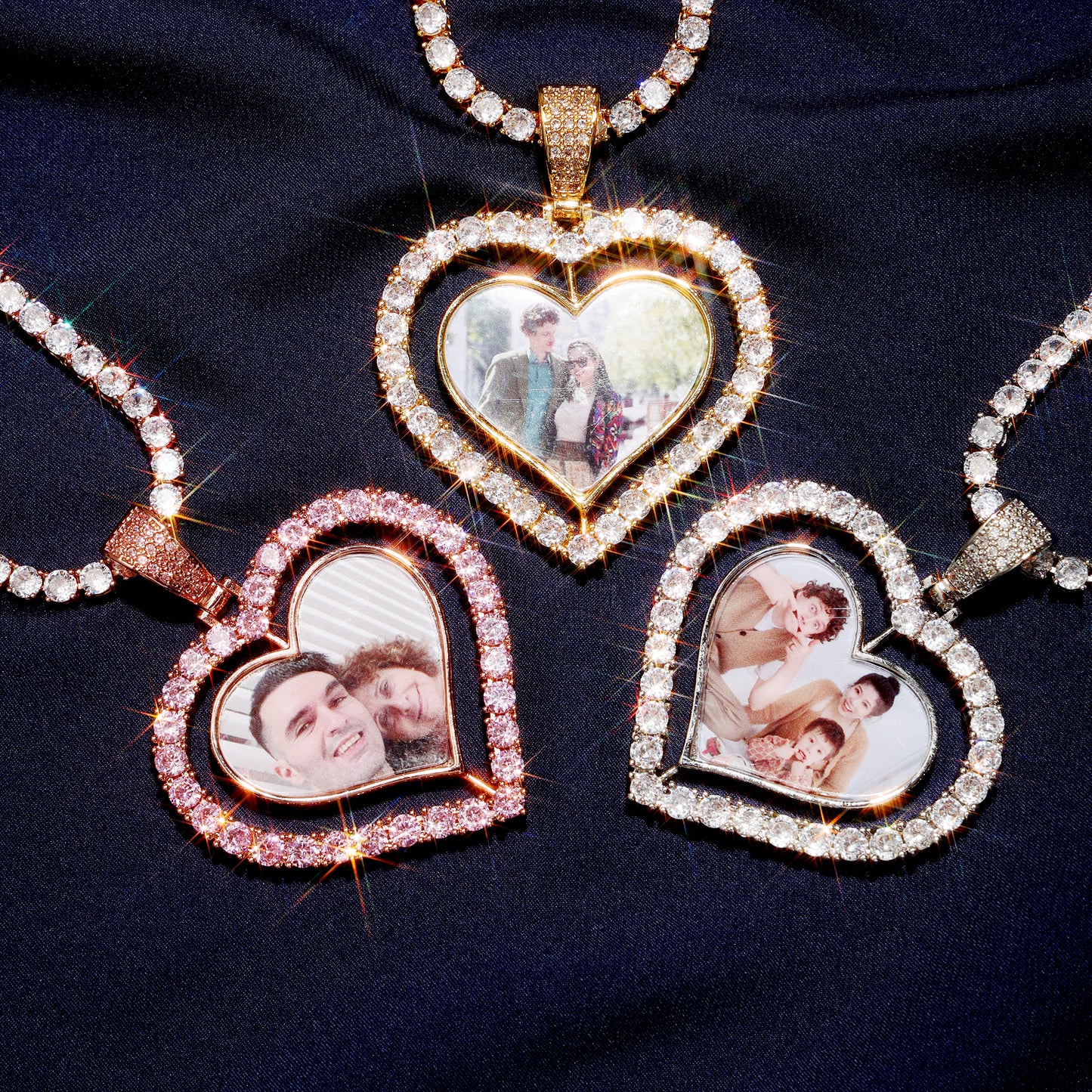 3D Heart Shaped Custom Rotating Picture Pendant