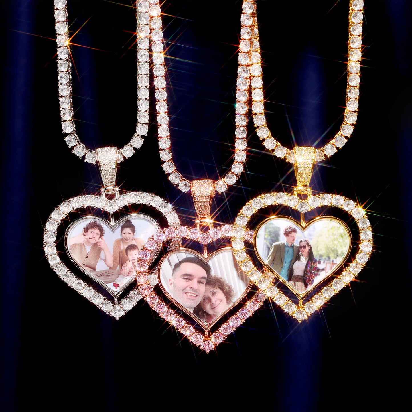 3D Heart Shaped Custom Rotating Picture Pendant