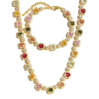 Candy-colored Sweet Square Tourmaline Necklace