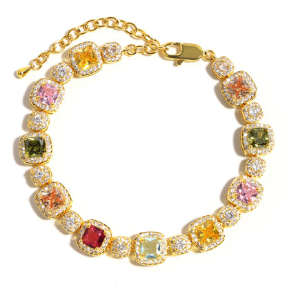 Candy-colored Sweet Square Tourmaline Bracelet