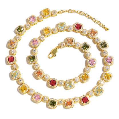 Candy-colored Sweet Square Tourmaline Bracelet