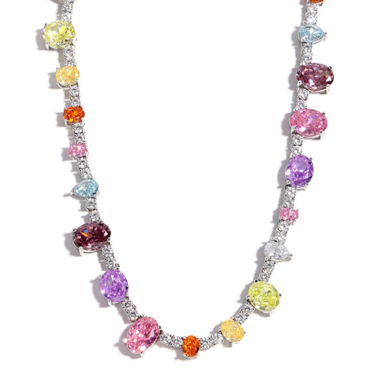 Colorful Dream Princess Gemstone Tennis Necklace