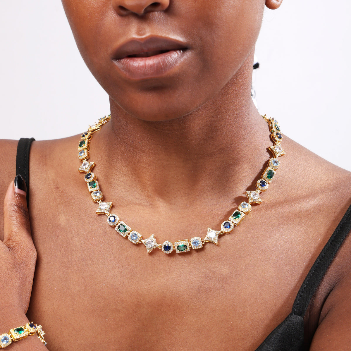 Geometric Colored Gemstone Bracelet