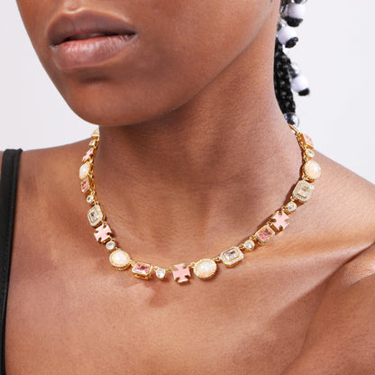 Millennial Pink Gemstone Chain Necklace