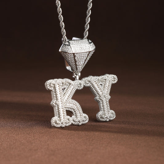 Custom Letter Pendant Necklace White Gold