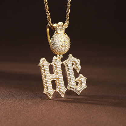 Custom Letter Pendant Necklace 18K Gold