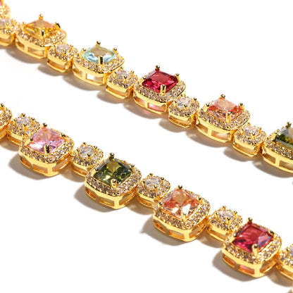 Candy-colored Sweet Square Tourmaline Bracelet