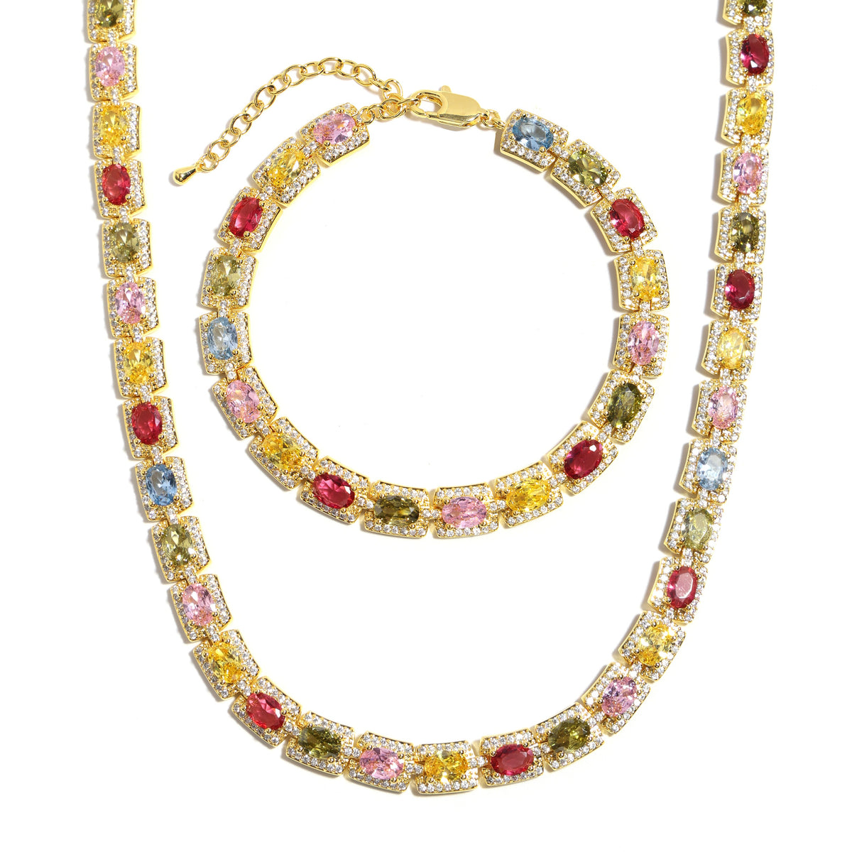 Colorful Symphony of Colors Sugar Cube Tourmaline Bracelet