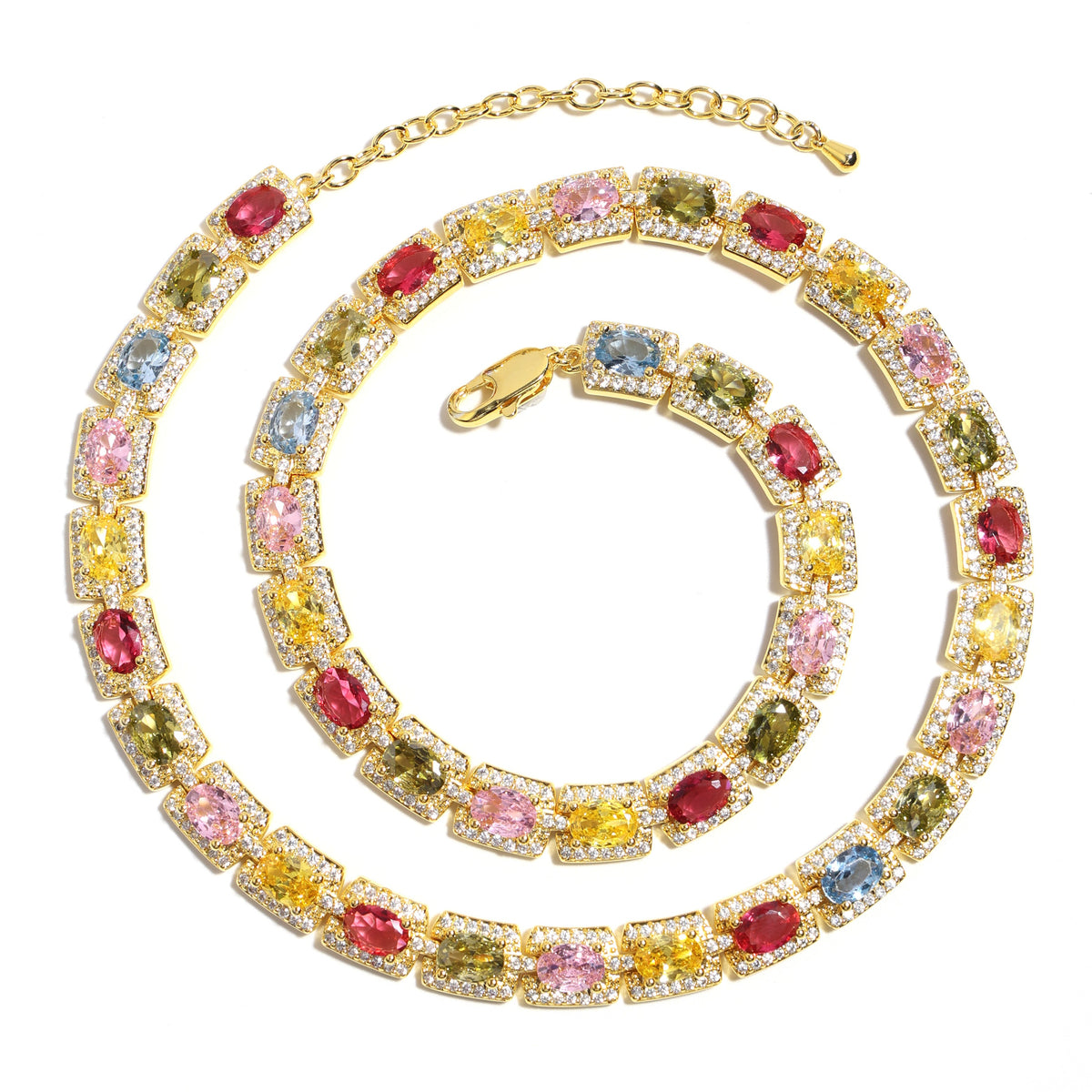 Colorful Symphony of Colors Sugar Cube Tourmaline Necklace