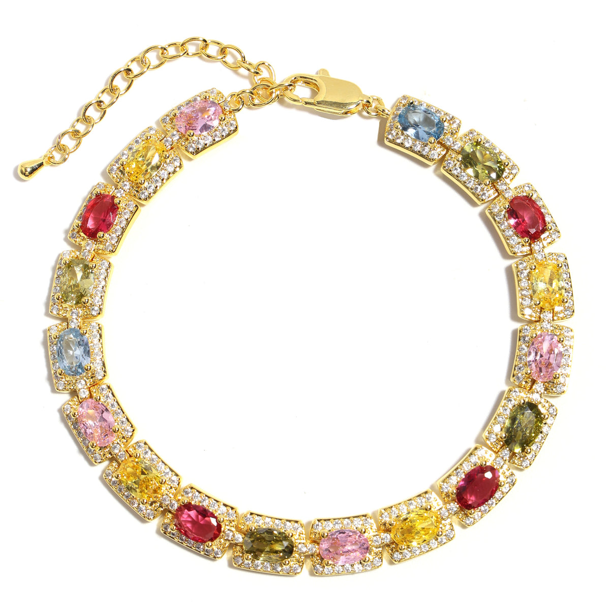 Colorful Symphony of Colors Sugar Cube Tourmaline Bracelet
