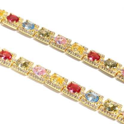 Colorful Symphony of Colors Sugar Cube Tourmaline Bracelet