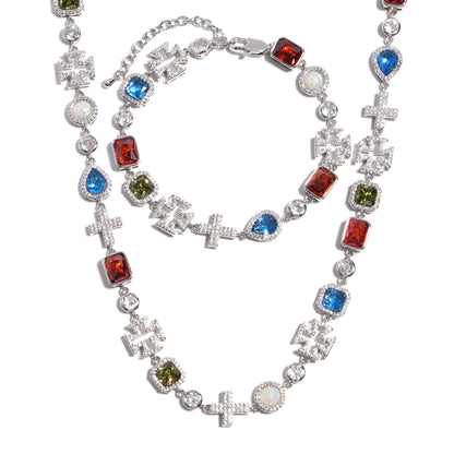Multi Gemstone & Cross Anklet