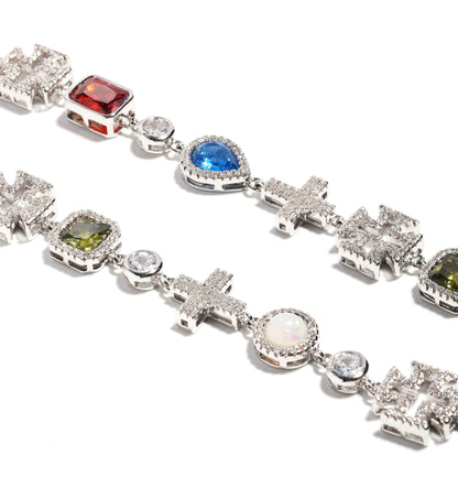 Multi Gemstone & Cross Anklet