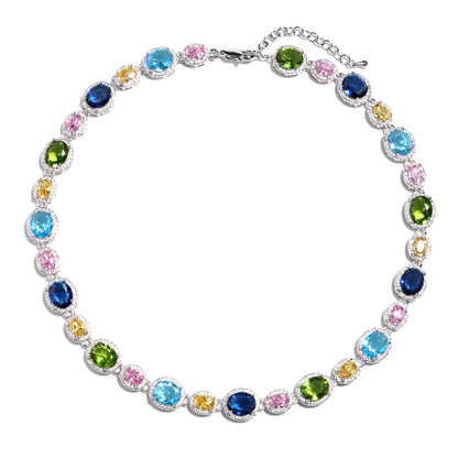 Pastel Dream Adjustable Oval-Cut Gemstone Necklace