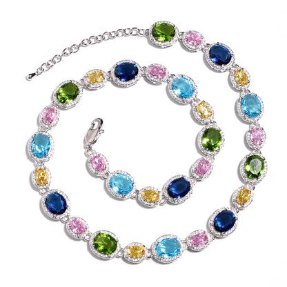Pastel Dream Adjustable Oval-Cut Gemstone Necklace