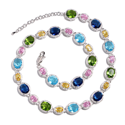 Pastel Dream Adjustable Oval-Cut Gemstone Necklace