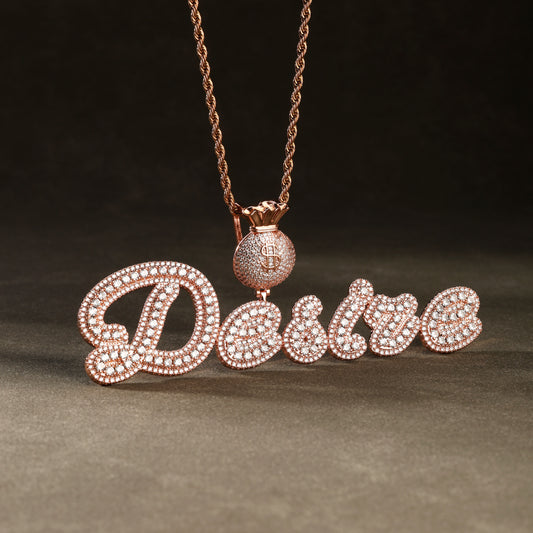 Custom Letter Pendant Necklace Rose Gold