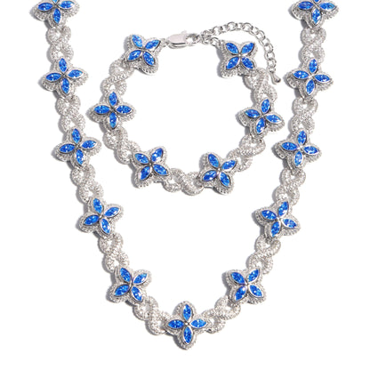 Multicolor Four-Leaf Clover Lucky Charm Gemstone Necklace