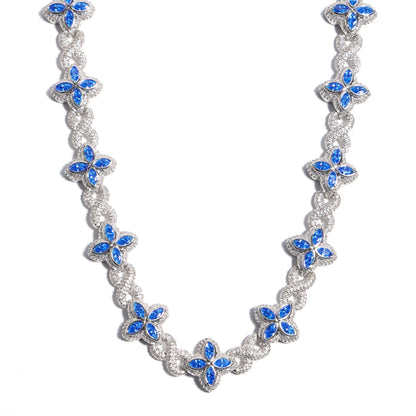 Multicolor Four-Leaf Clover Lucky Charm Gemstone Necklace