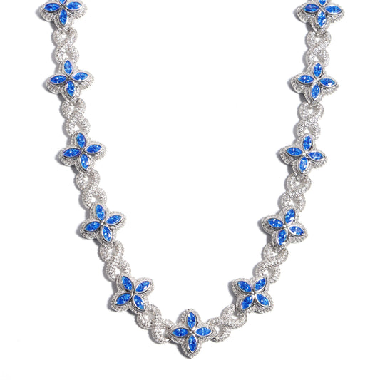 Multicolor Four-Leaf Clover Lucky Charm Gemstone Necklace