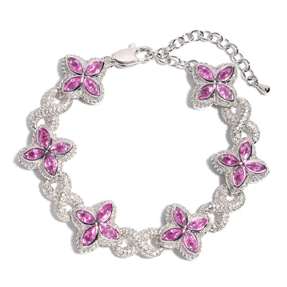 Multicolor Four-Leaf Clover Lucky Charm Gemstone Necklace