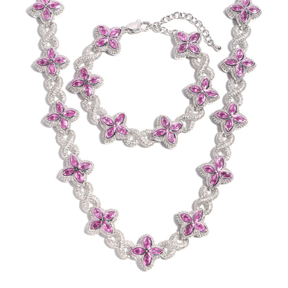 Multicolor Four-Leaf Clover Lucky Charm Gemstone Necklace