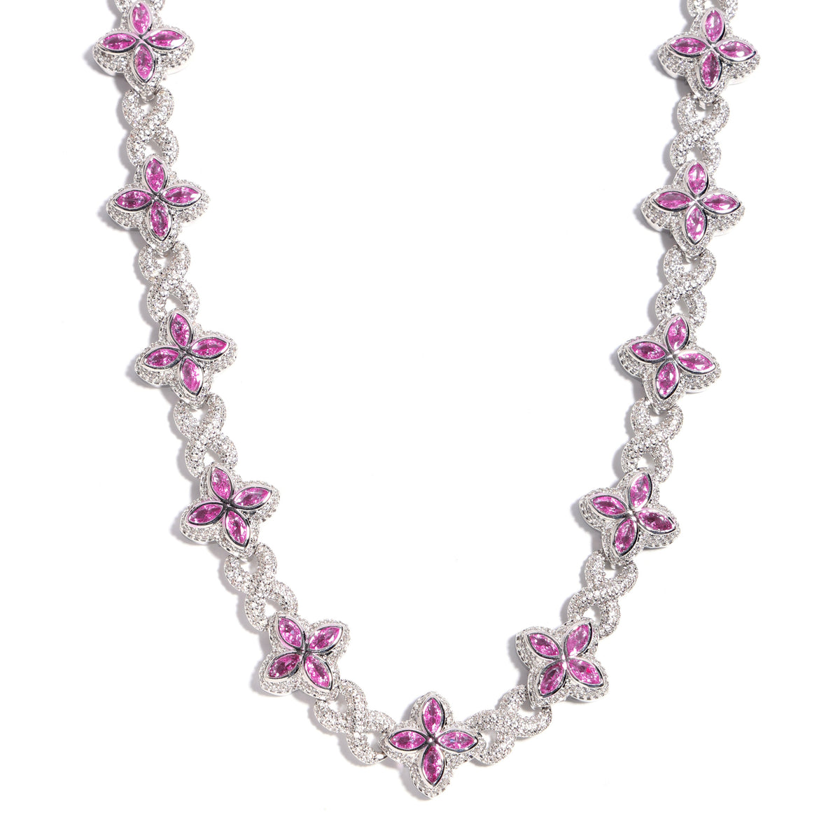 Multicolor Four-Leaf Clover Lucky Charm Gemstone Necklace