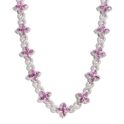 Multicolor Four-Leaf Clover Lucky Charm Gemstone Necklace